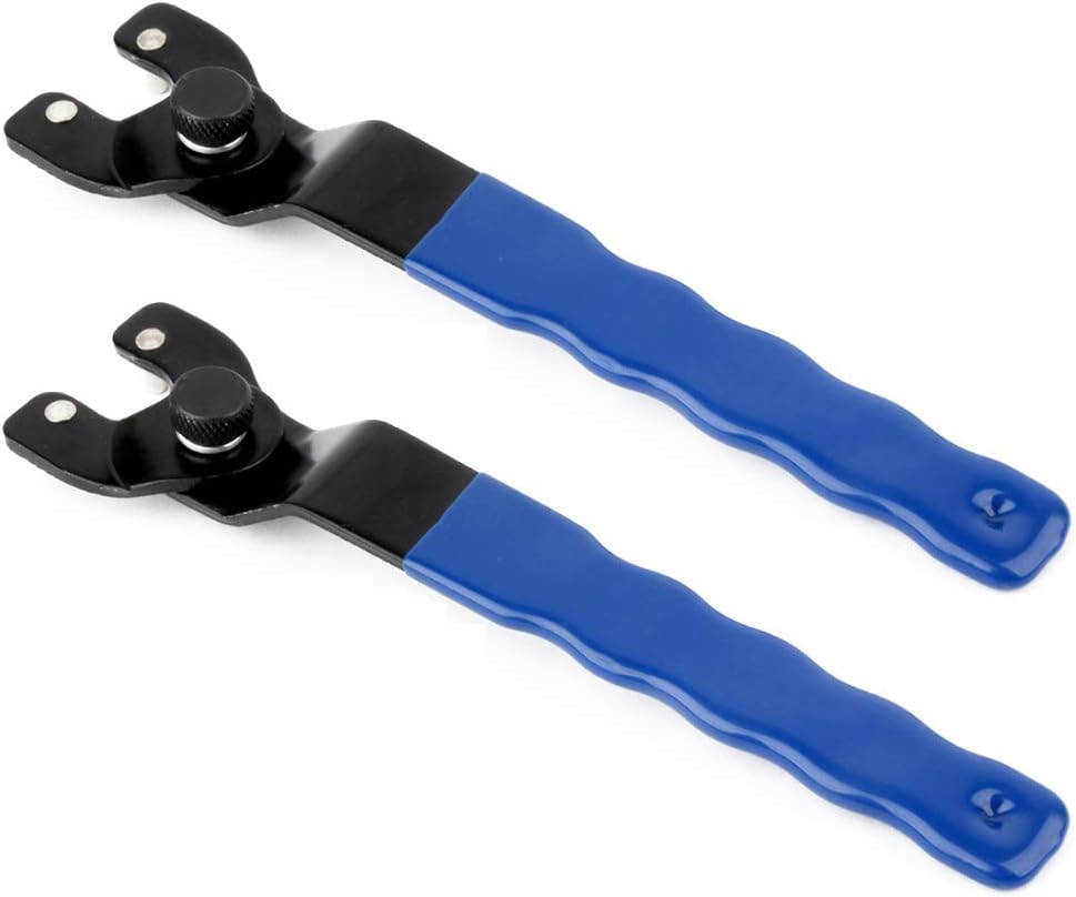 Langray 2pcs 8-50mm Winkelschleifer Verstellbarer Schraubenschlüssel ， Schleifmutter Kontermutterschlüssel ， Verstellbarer Spindelschlüssel, Fetter Griff (blau)