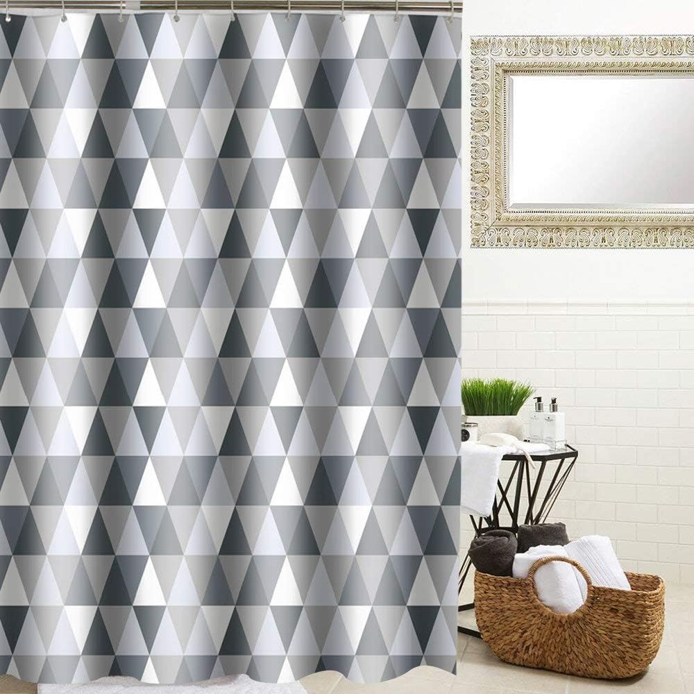 Duschvorhang Anti-schimmel Duschvorhäng Wasserabweisend Shower Curtains Waschbar Anti-bakteriell Duschvorhänge Aus Polyester Badvorhang Mit 12 Duschvorhängeringen (dreieck, 80 X 180 Cm)