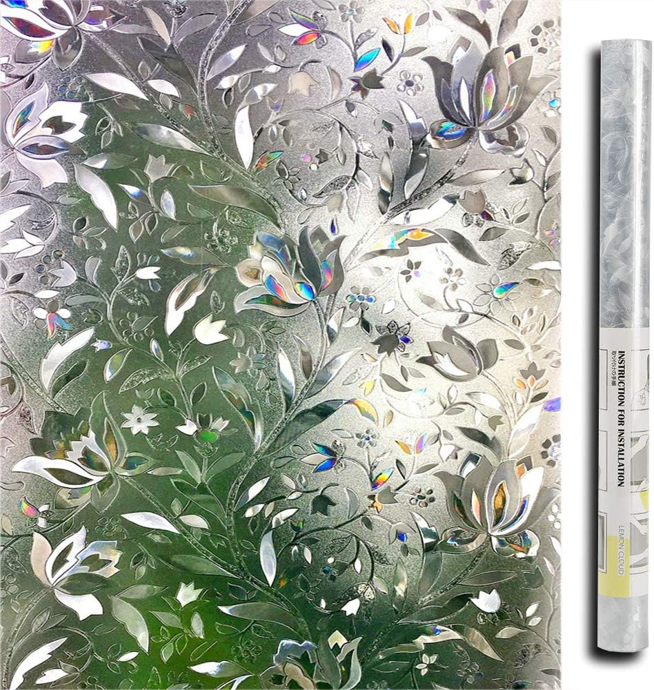 3d Film Für Fenêtre Film Electrostatique Protége Intimité Anti - Uv Dekoriert Film Vitre Anti Regard Occultant Mit Motif Tulipes Fleurs Für Verre Und Vitrage [ Classe Énergétique Hat + + + ] 45cm × 20