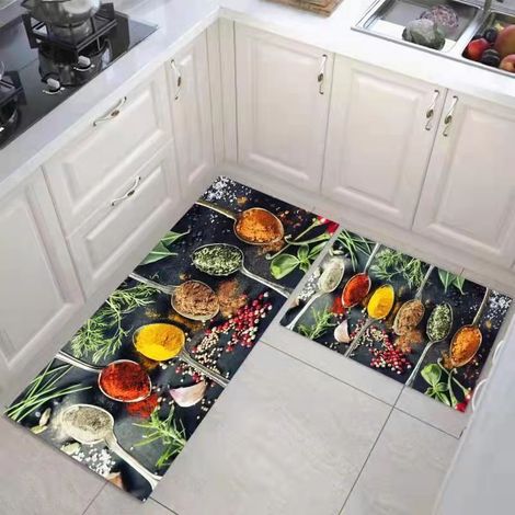 Küchen- Und Gewürzmatte – Mit Rutschfester Unterseite – Für Eingangsbereich, Flur, Schlafzimmer, Küche – 40 X 60 + 40 X 120 Cm