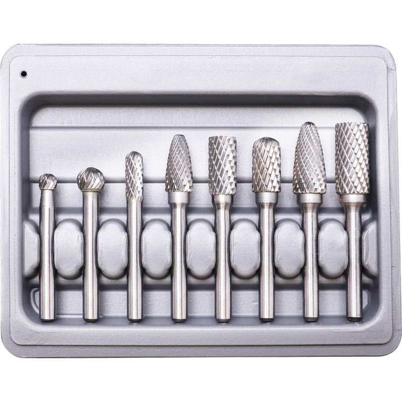 Rotationsfräser, Doppelverzahnte Wolframkarbid-rotationsfräser, 8-teiliges Set, 6 Mm Schaft, Vollstahl, Für Rotationswerkzeuge Und Elektrische Bohrmaschinen