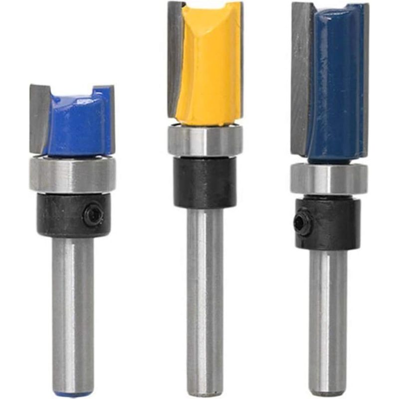 3-teiliges Set 6,35-mm-schaft-bündigfräser Mit Kugellager Für Holzbearbeitung – Schneidblatt 11,9 Mm, 20 Mm, 25 Mm