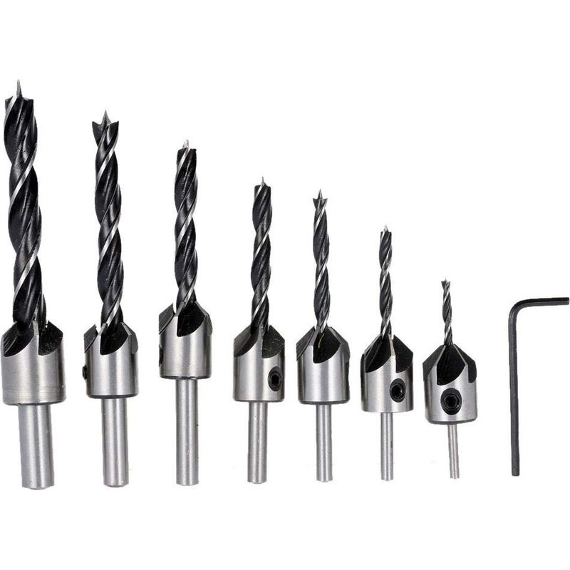 Hss 5 Fasenschneider, 7-teilig, Senk Nutbohrer-set Schraubendreher Reibahle Holz Metall Aluminium Kunststoff Senkbohrer Werkzeug 3–10 Mm.