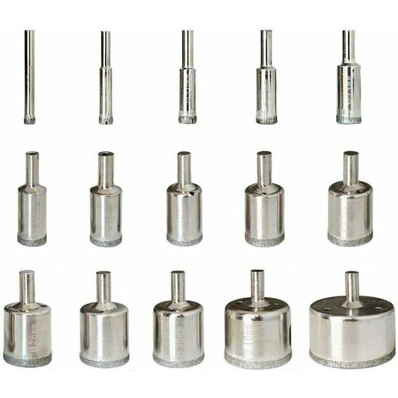 Diamantbohrer-set, 15-teilig, Lochsägen 6–50 Mm, Diamantschneidwerkzeuge, Kohlenstoffstahl, Für Glas, Keramik, Porzellan, Marmor, Fliesen, Granit