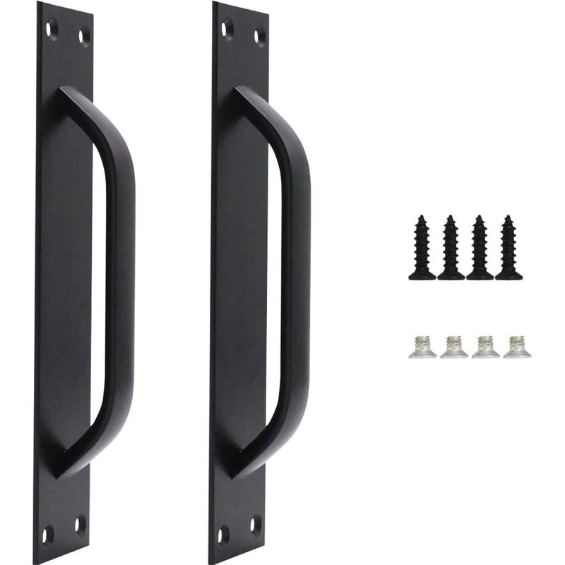 Set Mit 2 Scheunentürgriffen, Scheunentürgriffe Aus Aluminiumlegierung, Robuste Schiebetürgriffe Für Küche Und Möbel, Inklusive Schrauben, Schwarz