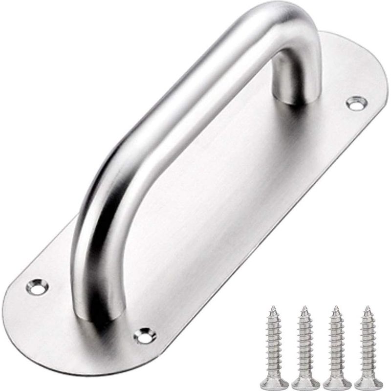 Edelstahl-schiebetürgriff, Türgriff Zum Ziehen, Türgriff Zum Drücken Mit Abdeckplatte, 65 X 200 Mm, Silber
