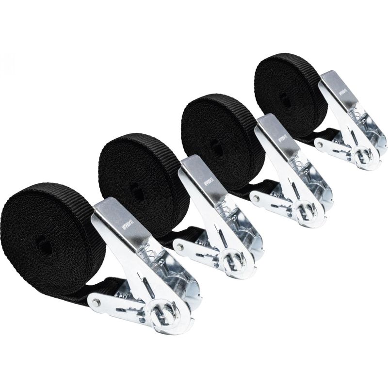 Set Mit 4 Ratschen-spanngurten - 25 Mm X 5 M - Schwarz -