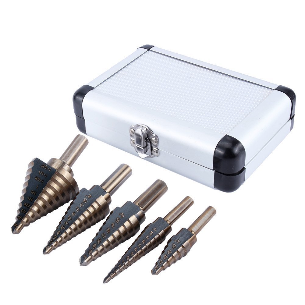 Litzee 5stk. Hss-stufenbohrer Titan-kegelbohrer Stufenbohrer-kit Elektrowerkzeug Mit Box-box
