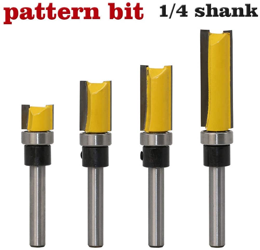 Litzee 1/2 "durchmesser Flush Trim Pattern Fräser Bit Set Holzlager Fräser Kit Mit 1/4 Zoll Shank Flush Trim Bit