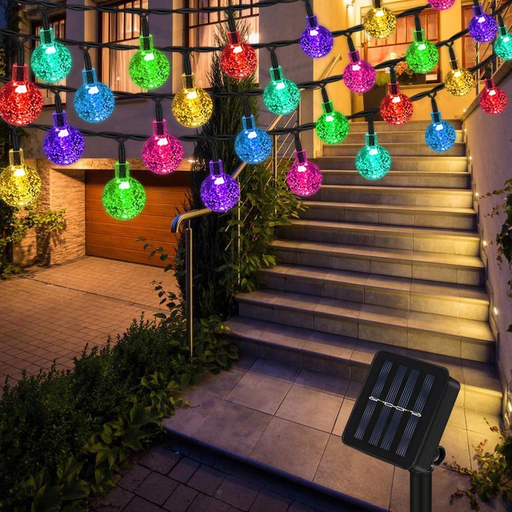 Litzee 12m 100 Led Outdoor Solar Lichterketten Mehrfarbige Lichterketten Mit 8 Modi & Wasserdichte Ip65 Dekorative Lampe Ideal Für Haus, Garten, Festival, Weihnachtsbaum