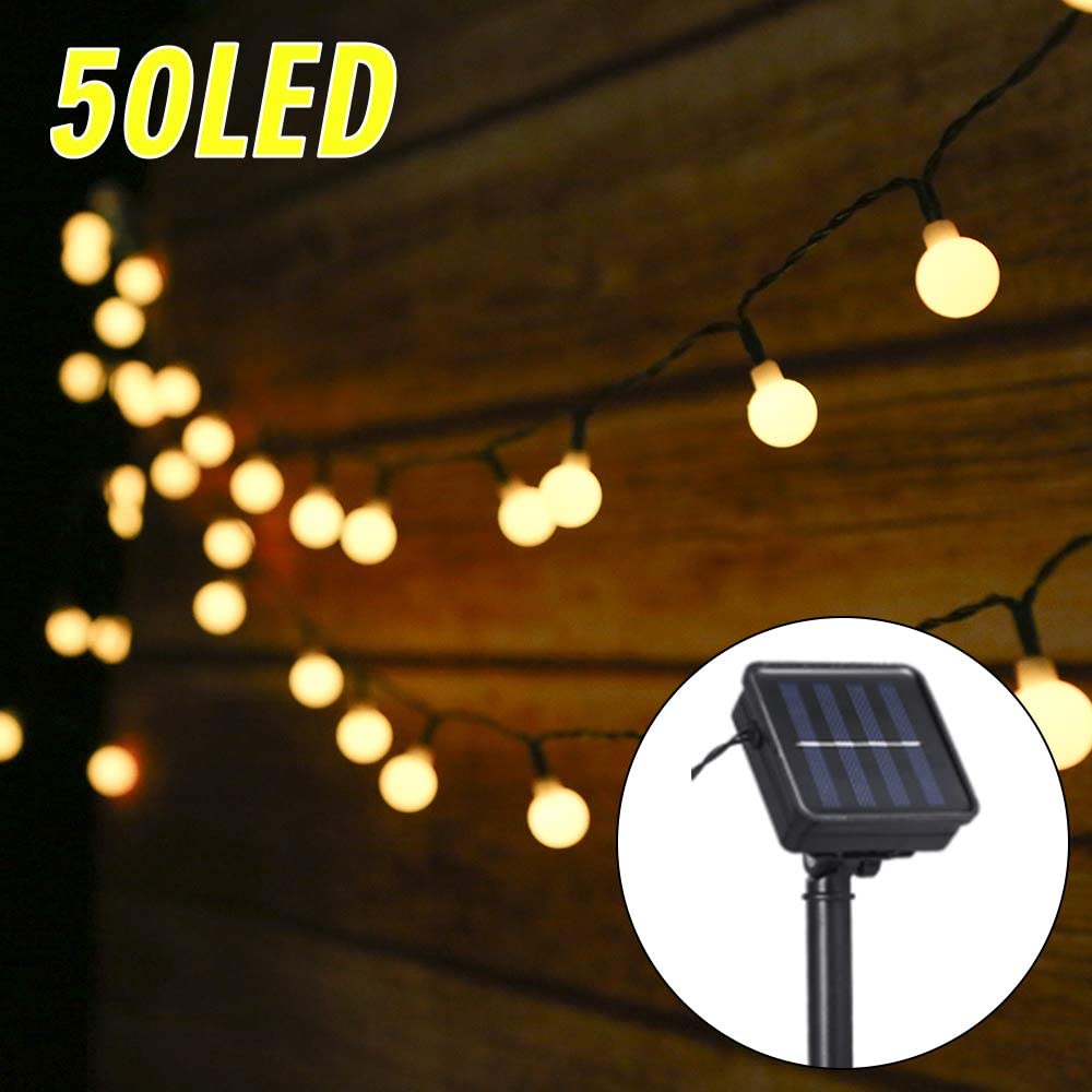 Litzee Solarleuchten Im Freien, 6,9m 50 Led Solarlichterketten Wasserdicht Ip44 Mit 8 Beleuchtungsmodi Für Innen- Und Außendekoration, Garten, Weihnachtsbaum, Party Usw.