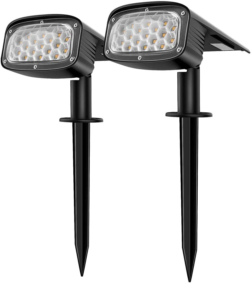 Litzee Outdoor Solar Spotlight, 2-in-1 Solar Floodlight Installation 3 Modi Für Patio Path Pathway, 2 Pack 34 Leds Outdoor Waterproof Garden Solar Lampe,