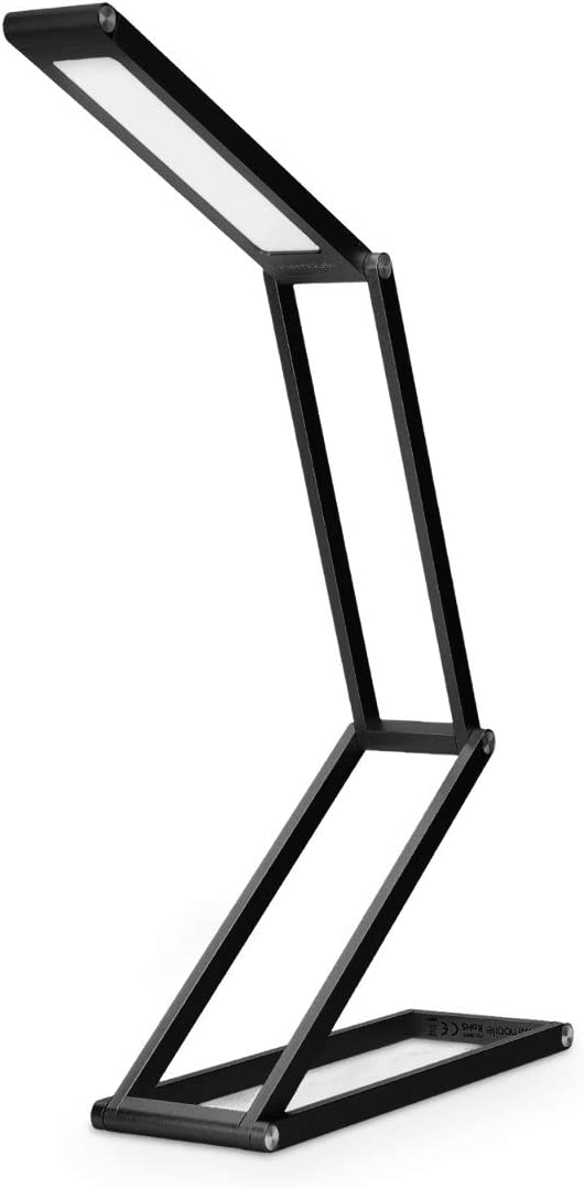 Litzee Led-klapp-schreibtischlampe - Lesen Lernen Augenschutz Led-schreibtischlampe Kabellose Aluminium-klapplampe Wohnzimmer-nachttischlampe Mit Usb Und Abnehmbarem Haken (schwarz) [energieklasse A+]