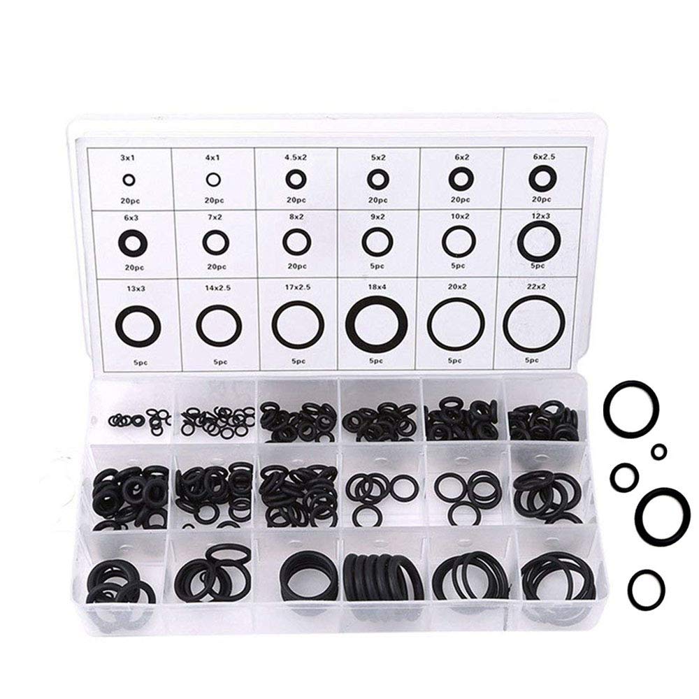 Litzee O-ring Kit, 225 Antivibrations-gummischeibe 18 Größen O-ring Set Sortiment Set Dichtring, Set O-ring Unterlegscheibe Kit Dichtungssortiment (schwarz)