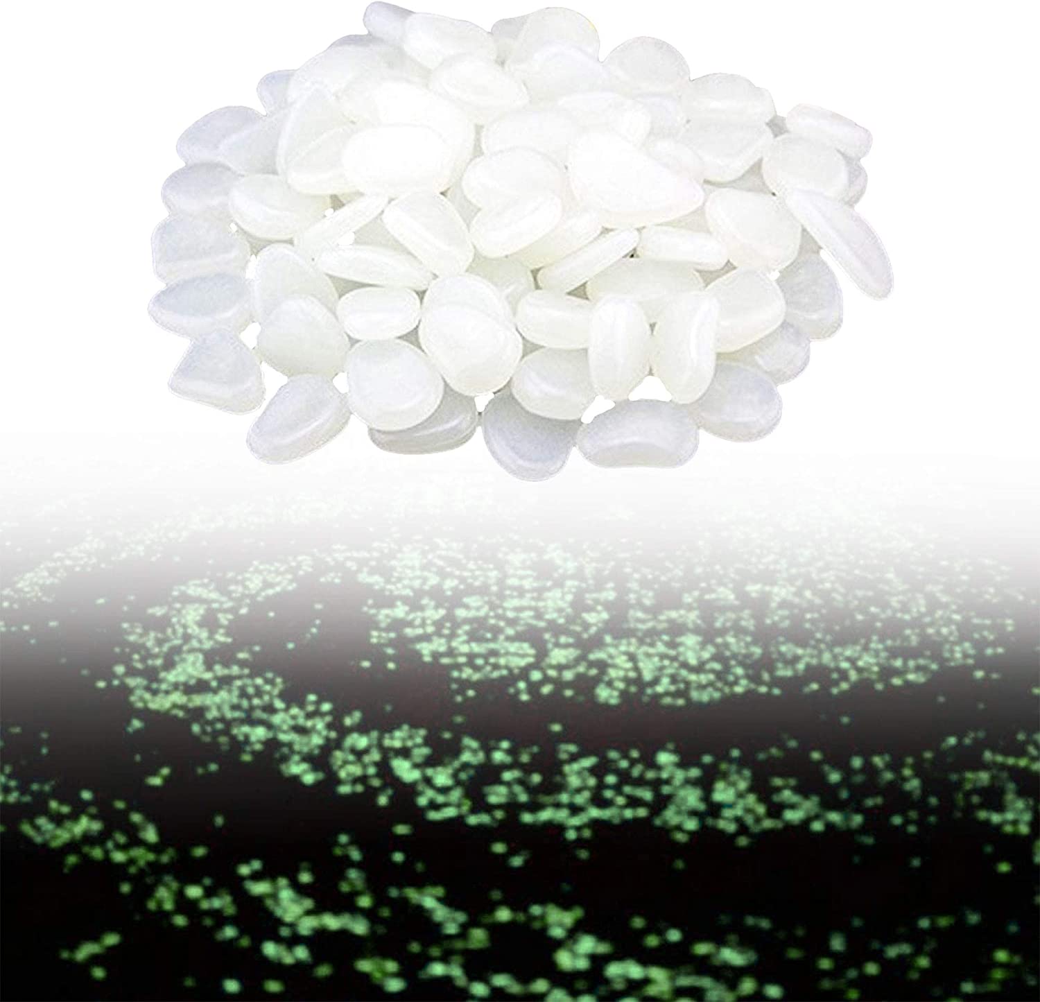 Litzee 100 Stück Leuchtende Steine ​​bunte Kieselsteine ​​dunkle Kieselsteine ​​licht Leuchten Für Weiße Aquarium Garten Flur Dekoration
