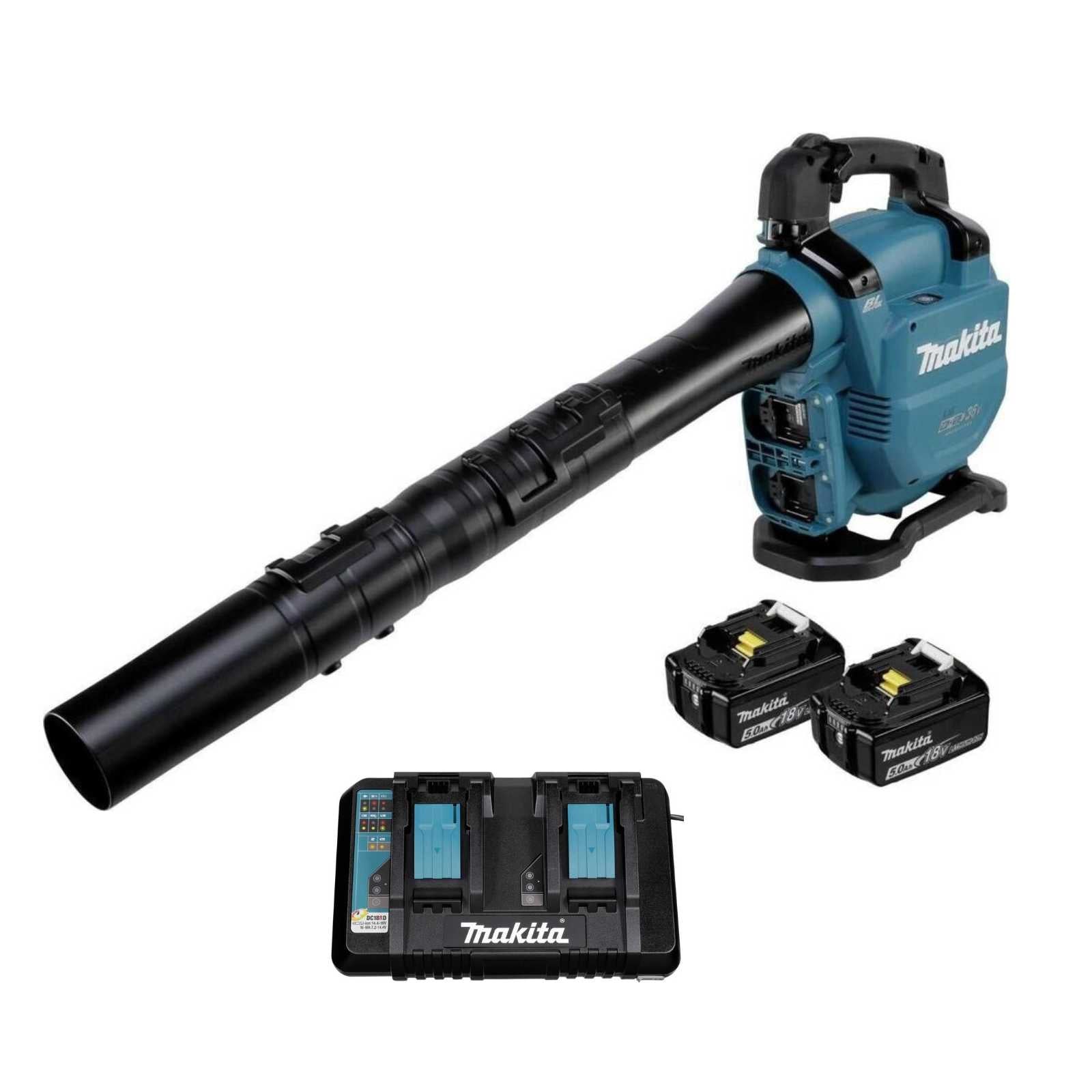 [neuwertig] Staubsauger / Laubbläser Makita 36v (2x18v) Li-ion (2x 5ah) 33 Mbar + Doppelladegerät Dub363pt2v