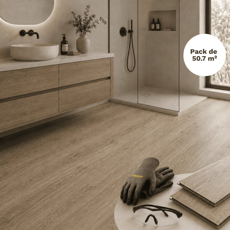 Spc Vinylboden Klick-system 50,7 M² – Integrierte Trittschalldämmung, 0,5 Mm Nutzschicht – Patinierte Zeder Optik