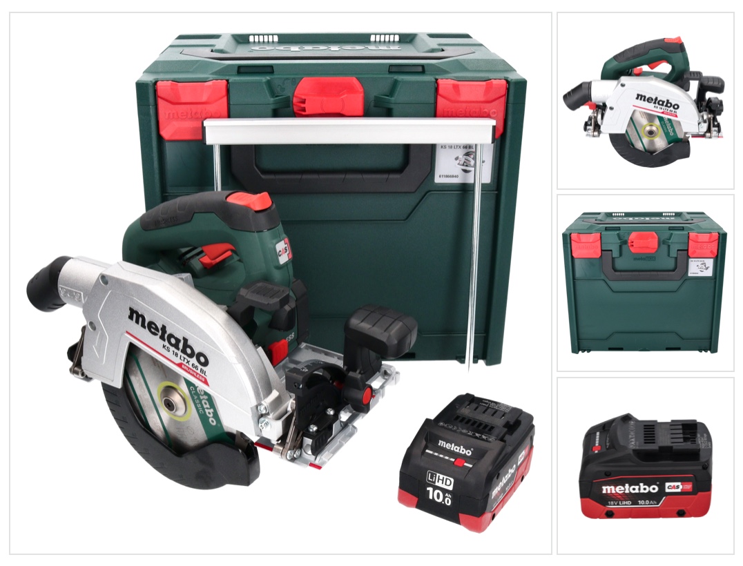 Metabo Ks 18 Ltx 66 Bl Akku Handkreissäge 18 V 165 Mm + 1x Akku 10,0 Ah + Metabox - Ohne Ladegerät