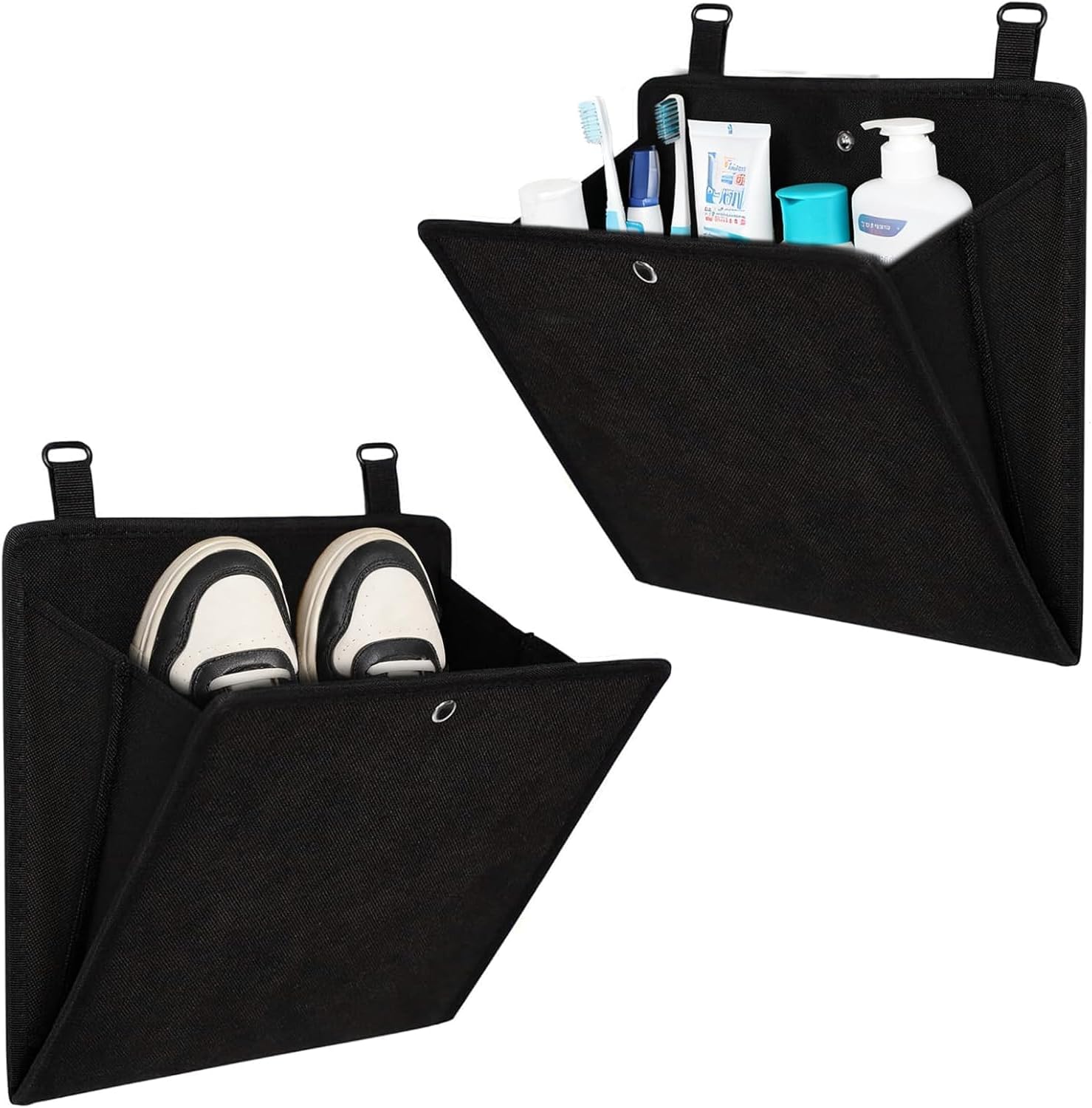 Set Aus 2 Wandmontierten Türhängern, Faltbare Schuh- Und Toilettenartikelablagen Aus Vliesstoff Mit Klebehaken Für Wohnmobile, Wohnungen, Studentenwohnheime Und Schmale Türöffnungen