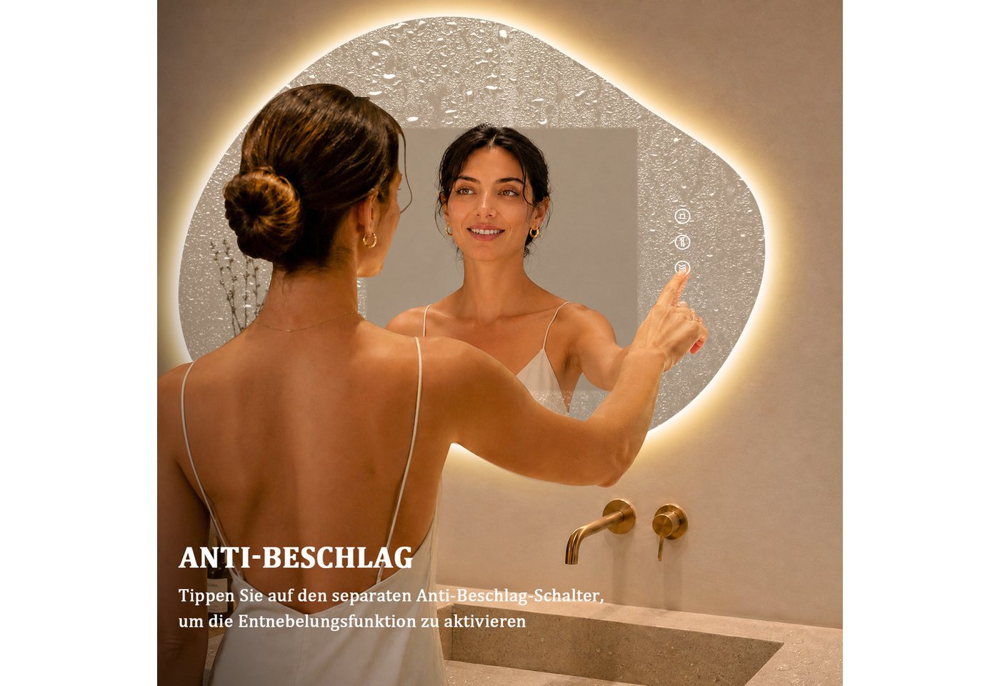 Gimbelen Badspiegel Mit Beleuchtung, 45x60cm Badezimmerspiegel Mit Beleuchtung, Badspiegel Mit Touch Schalter, Kaltweiß 6500k Energiesparend Led Spiegel Bad Explosionsgeschütztes Glas Bild 5