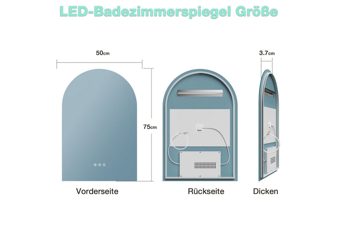 Gimbelen Badezimmerspiegel Mit Beleuchtung, 80 X 60 Cm Bad Spiegel Mit Licht Und Tastenschalter, Led Spiegel Bad Mit Antibeschlag, 2 Lichtfarben Einstellbar,3000k / 6500k, Energiesparend Bild 2
