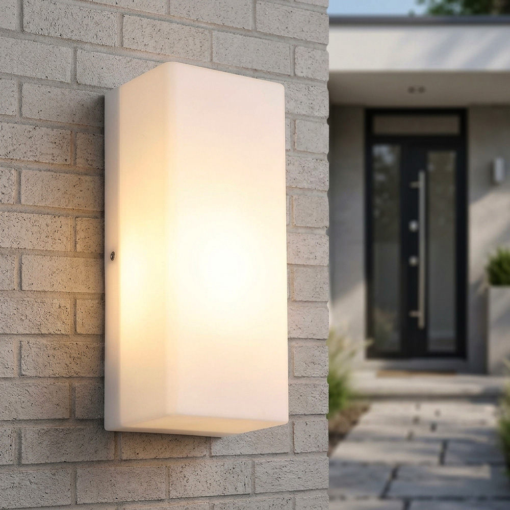 Led Außenwandleuchte Wandlampe Gartenleuchte Ip44 Weiß Metall E27 H 10 Cm