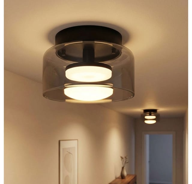 2x Led Deckenleuchte Deckenlampe Schlafzimmerlampe Grau Aluminium H 13 Cm