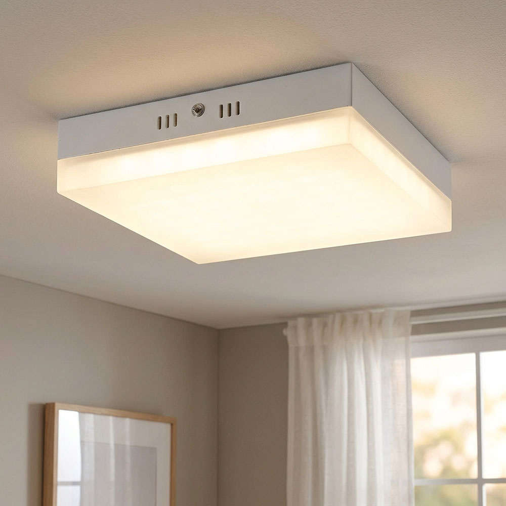 Led Deckenleuchte Deckenleuchte Wohnzimmerlampe Eckig Weiß Aluminium H 4,5 Cm