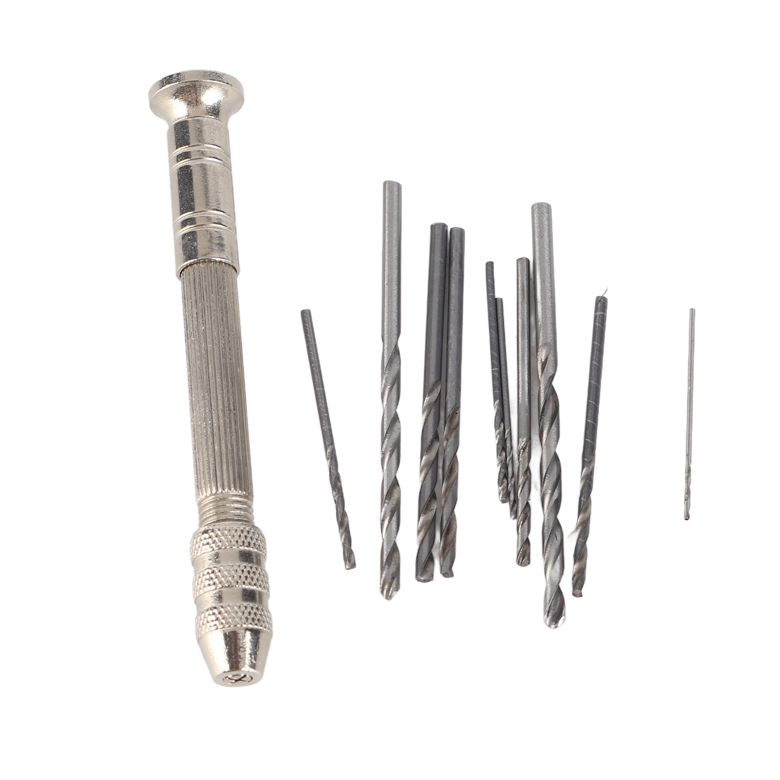 Handbohrmaschine Aus Silber Mit 10 Hhs-bohrern, Bohrwerkzeug Zur Reparatur Von Leiterplatten Und Uhren.