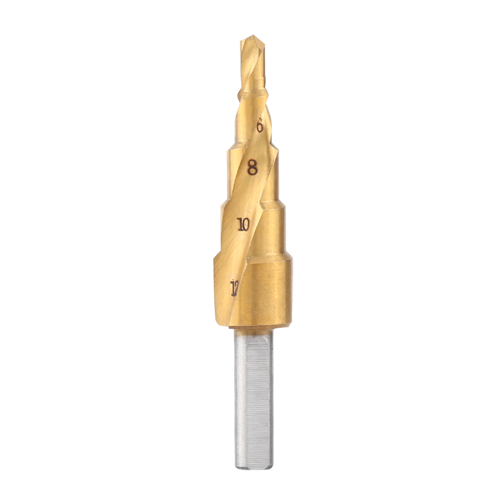 1 Hss 4-12 Mm Stufenbohrer Mit Spiralförmigen Nuten Und Dreieckigem Schaft