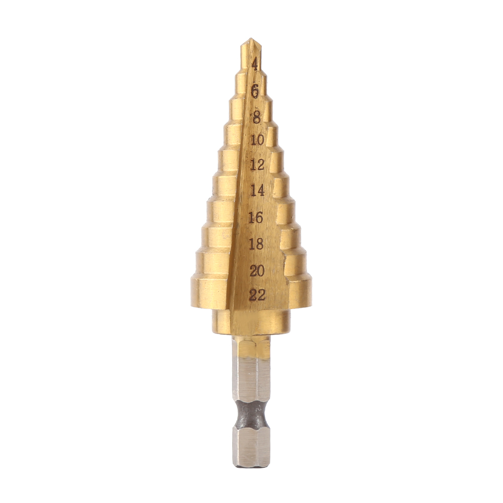 1 Titanbeschichteter Hss-stufenbohrer, Sechskantschaft, Elektrowerkzeuge, 4–22 Mm