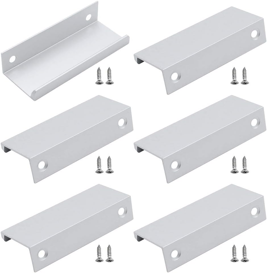 6 X Aluminium-rückwandgriffe, Unsichtbare Möbelgriffe Für Schubladen, Schränke Und Kommoden – Silber – 80 Mm Lang – Groofoo Schrankbeschläge
