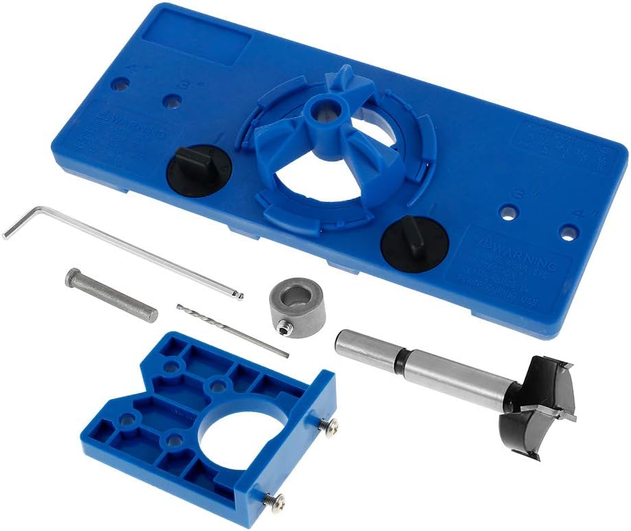 Groofoo 35-mm-bohrschablone Für Unsichtbare Scharniere Und 35-mm-bohrvorrichtung Für Scharniere Mit 35-mm-bohrer, Tiefenanschlag Und Innensechskantschlüssel Für Die Holzbearbeitung