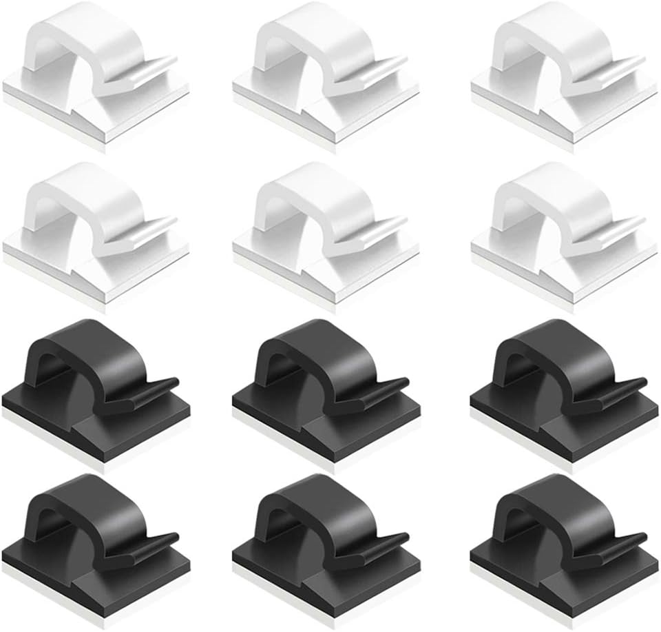 60-teiliges Set Mit Wandmontierten Kabelclips Und -klammern, Selbstklebenden Kabelorganisatoren Aus Kunststoff, Kabelmanagement-clips Für Das Homeoffice – Schwarz, Weiß