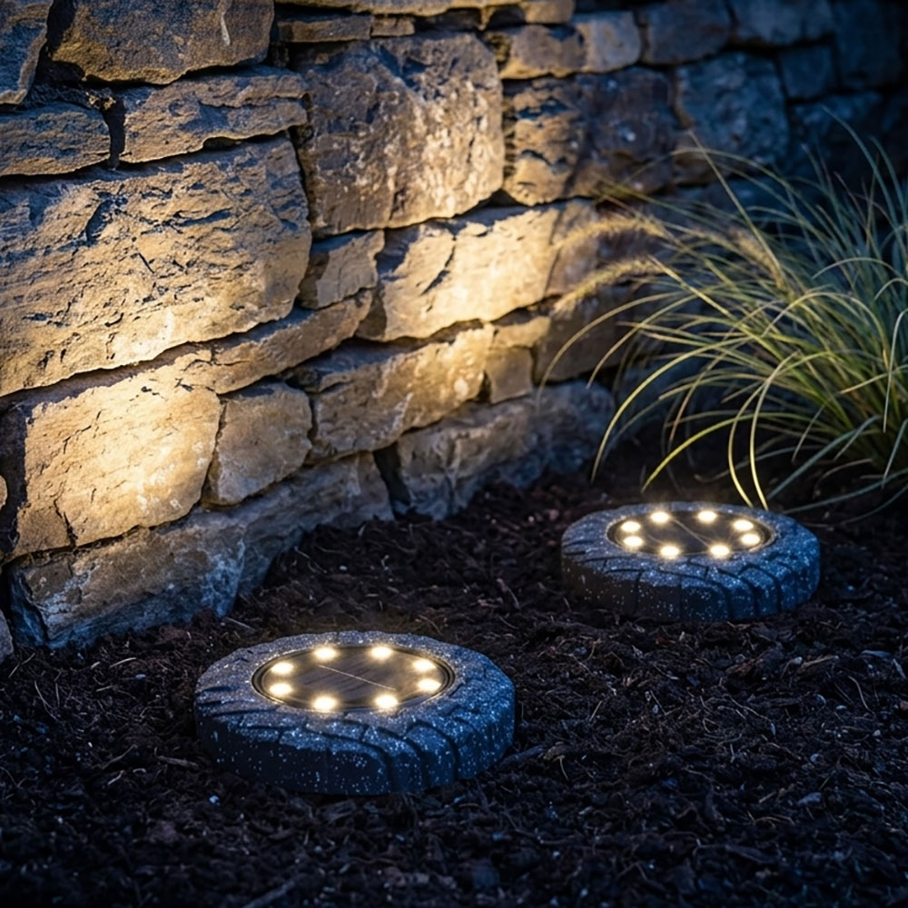 2x Led Solarbodenlampe Außenleuchte Garten Terrasse Warmweiß Anthrazit D 11 Cm