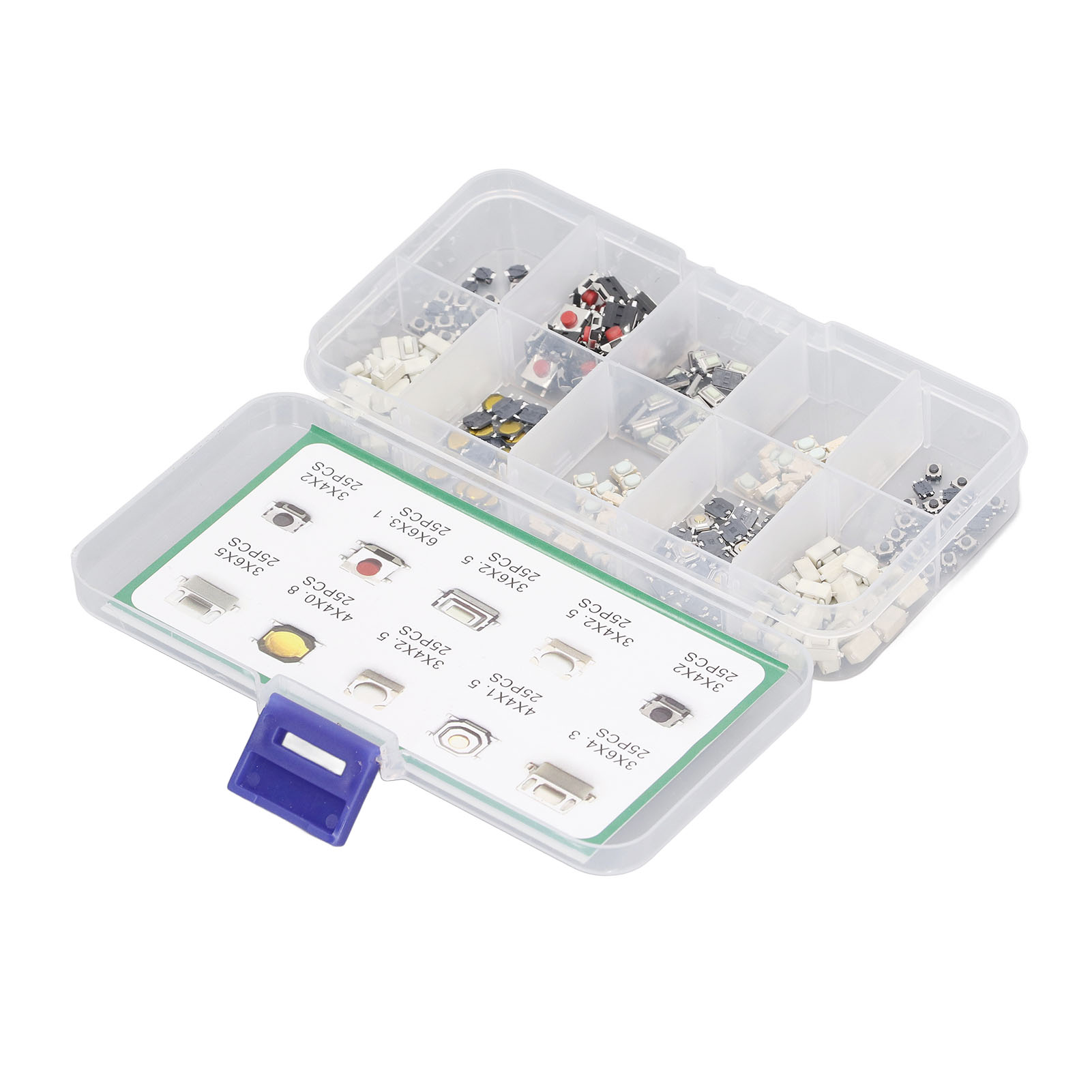 250 Stück Taktile Drucktaster, 10 Spezifikationen, Hochsensibles Sortiment An Taktilen Drucktastern