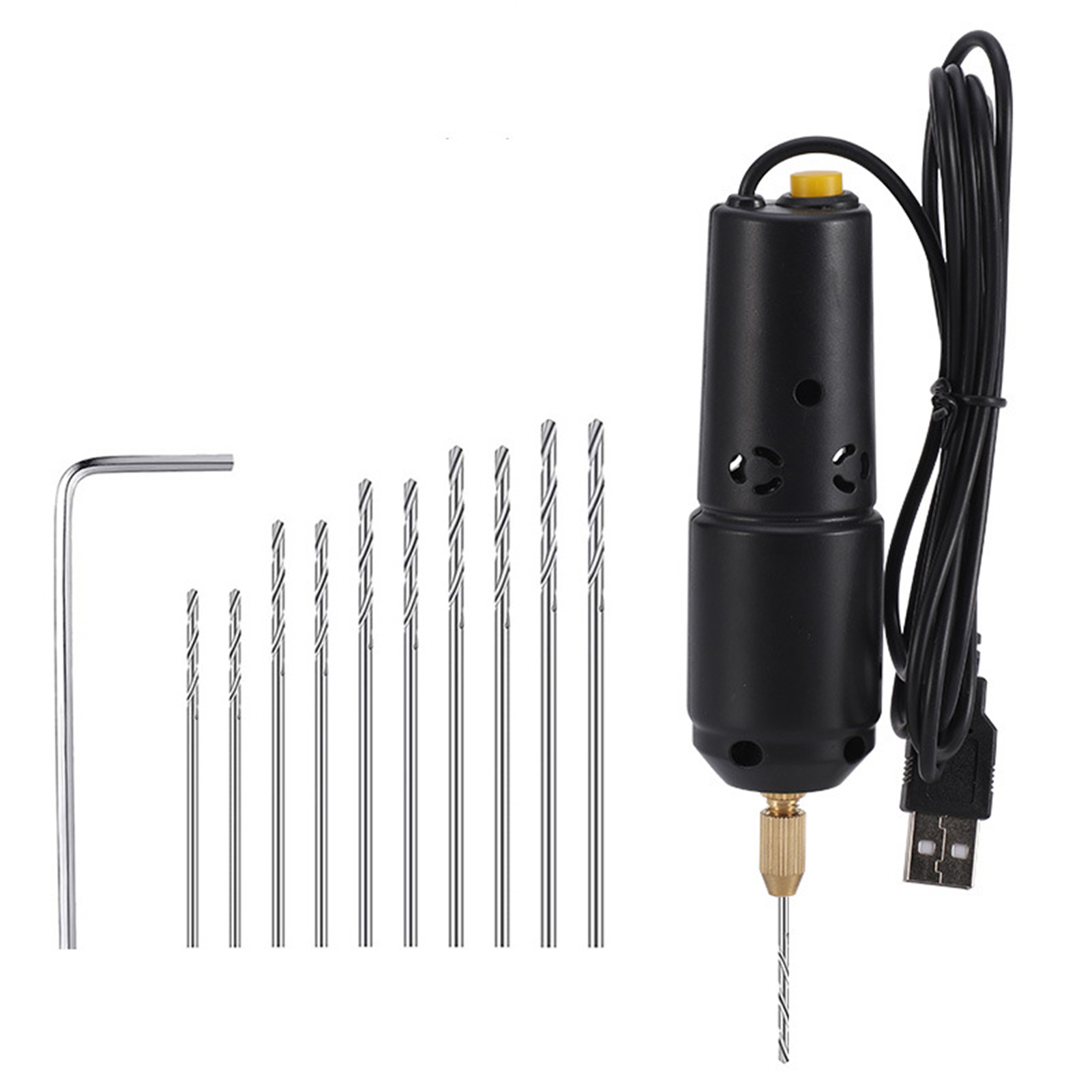 Mini-elektrobohrmaschine 0,8–1,2 Mm, Tragbar, Usb-betrieben, Mit 10 Bohrern Für Schmuck