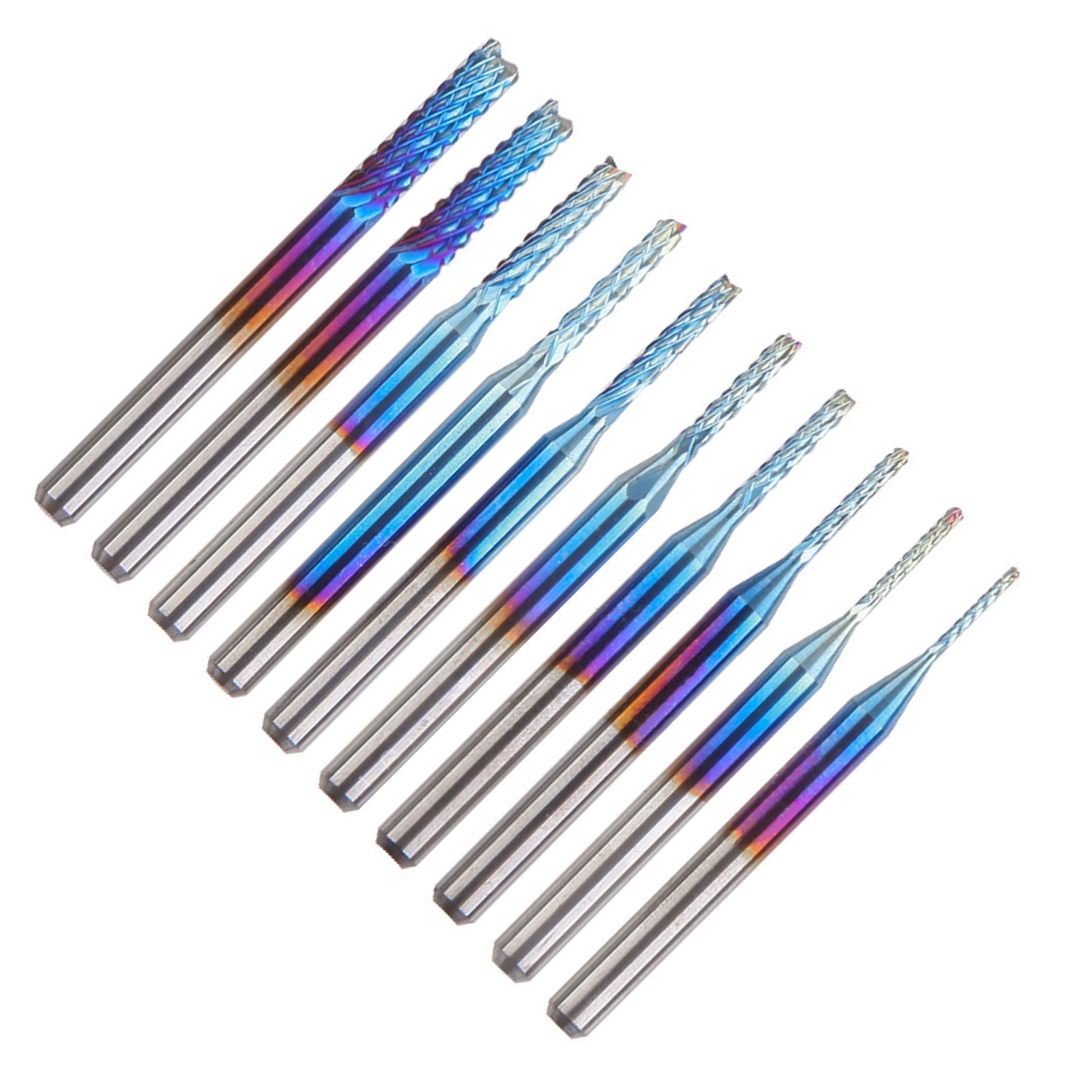 10-teiliges Set Aus Schaftfräsern Aus Wolframstahl Für Leiterplatten, Geeignet Zum Gravieren Und Schneiden Von 0,8–3,175 Mm