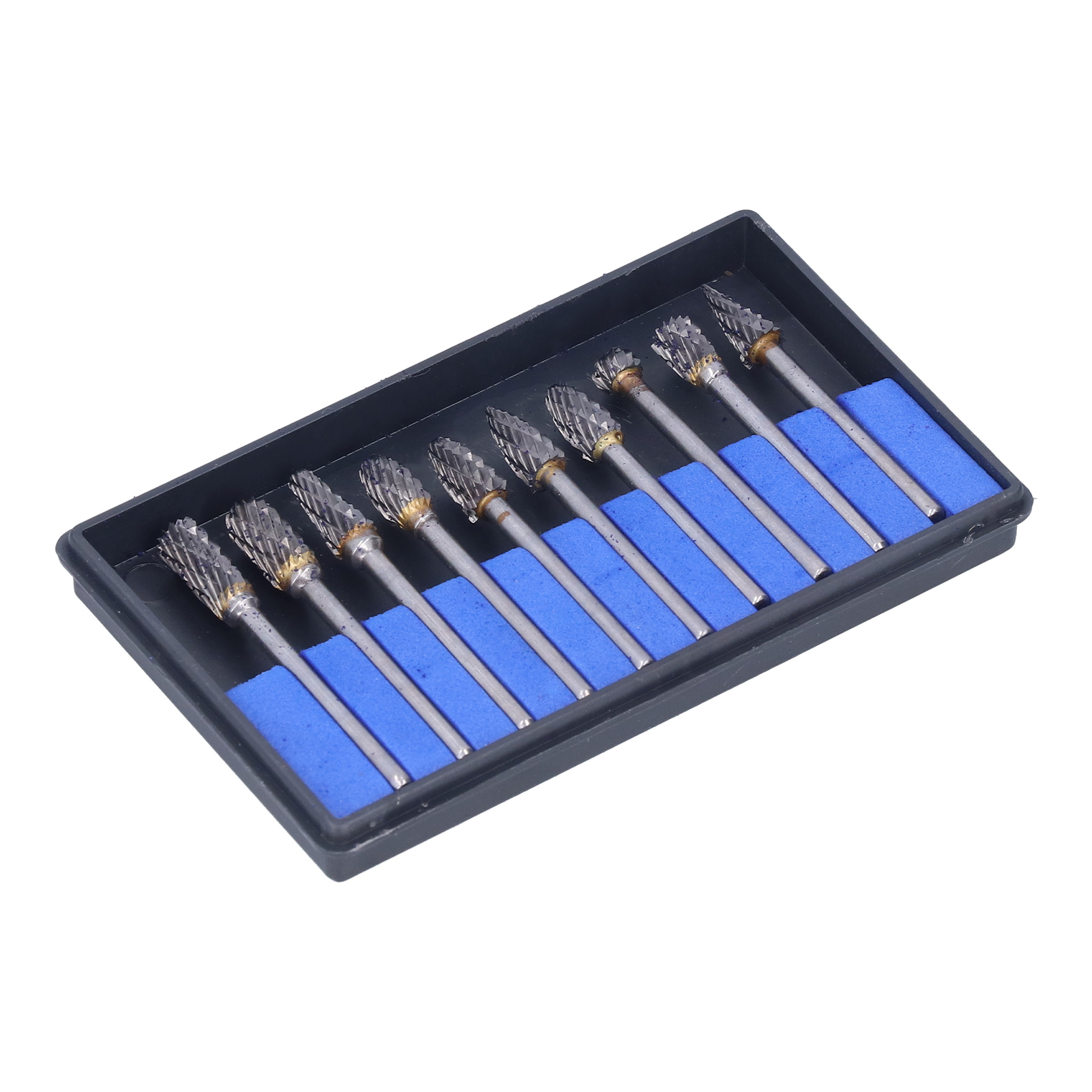 10-teiliges Set Mit Rotierenden Feilen Aus Wolframkarbid, Schleifköpfen Für Die Holzbearbeitung, Doppelschnitt, Silber (blaue Box)