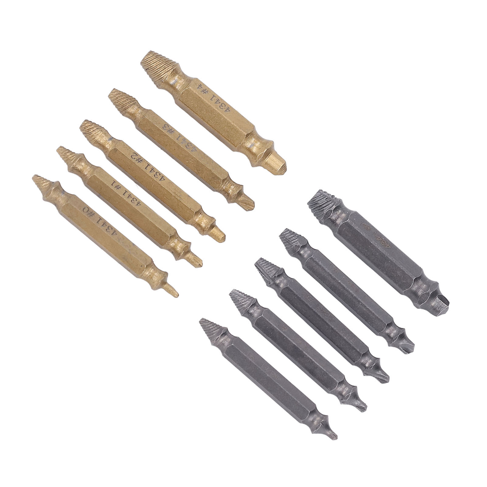 10-teiliges Schraubenausdreher-set Aus Hss (hochgeschwindigkeitsstahl), Gold Und Silber, Für Beschädigte Schrauben, Geeignet Für Industrieanlagen
