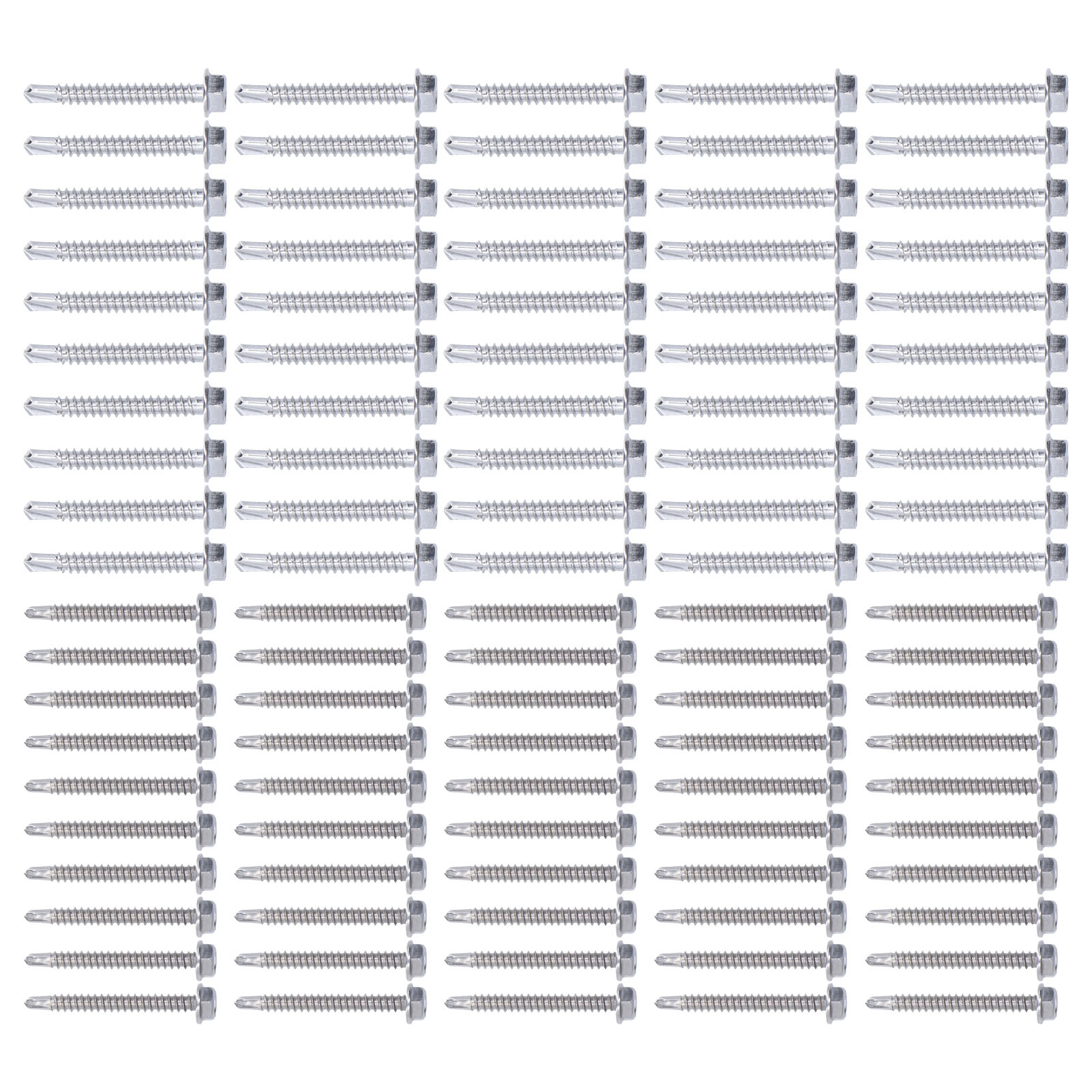 100-teiliges Sortiment An Sechskantschrauben Mit Unterlegscheiben, Selbstbohrend, Edelstahl 304, 4,2 X 38 Mm Und 4,8 X 38 Mm
