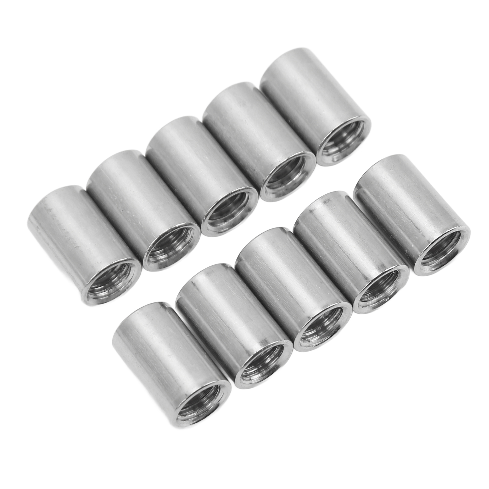 10 Stück Runde Verbindungsmuttern M10x1,5 L20mm Edelstahl Innengewinde, Runder Kupplungsmuttern-gewindehülsen-stangen-set