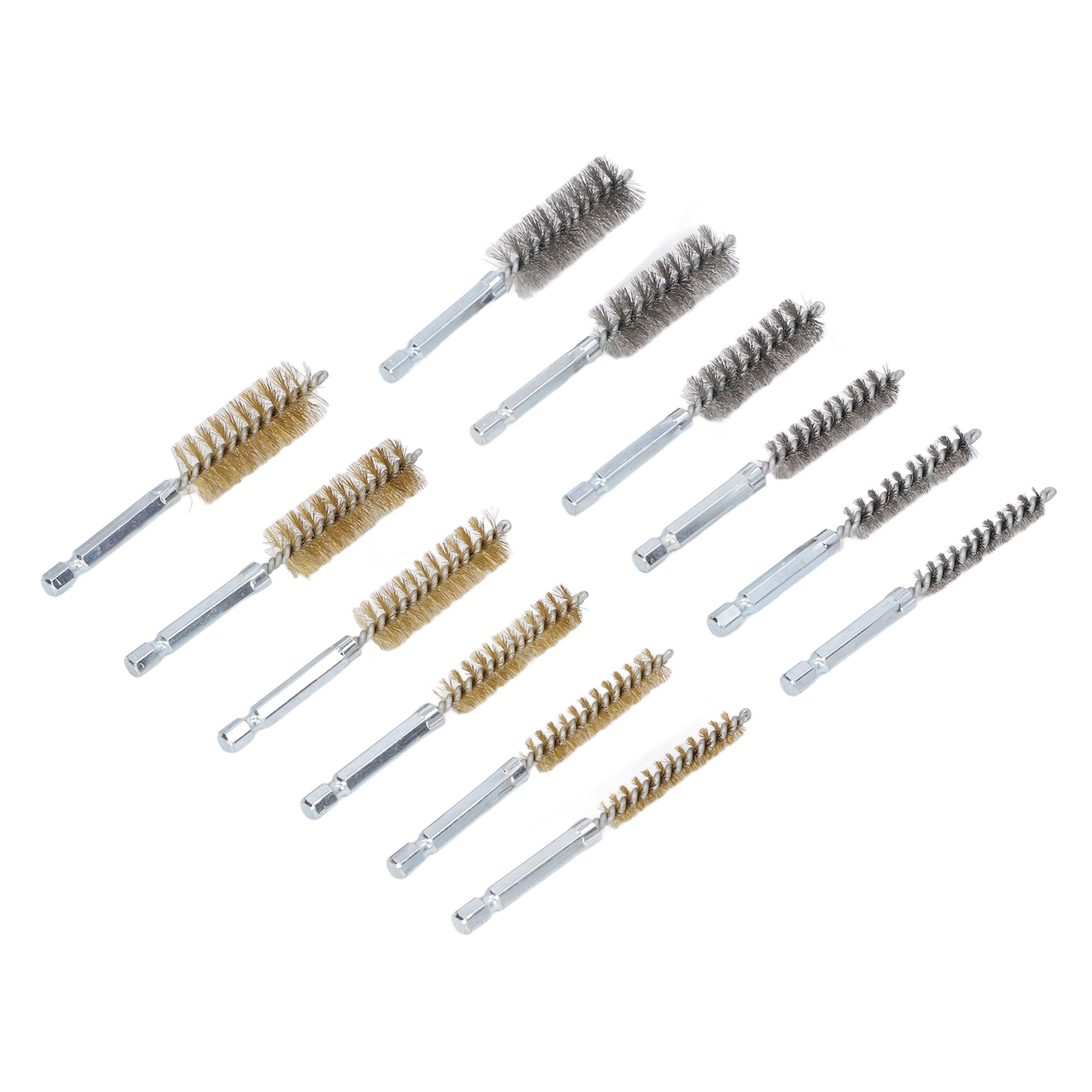 12-teiliges Set Bohrbürsten Aus Messing Und Stahl Mit 1/4-zoll-sechskantschaft Für Bohrmaschinen