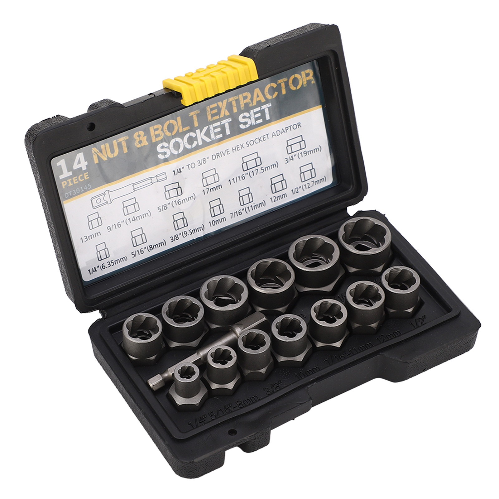 14-teiliges Set Muttern- Und Schraubenausdreher Aus Legiertem Stahl, Hochfest, Rutschfest, Mit Steckschlüsseladapter