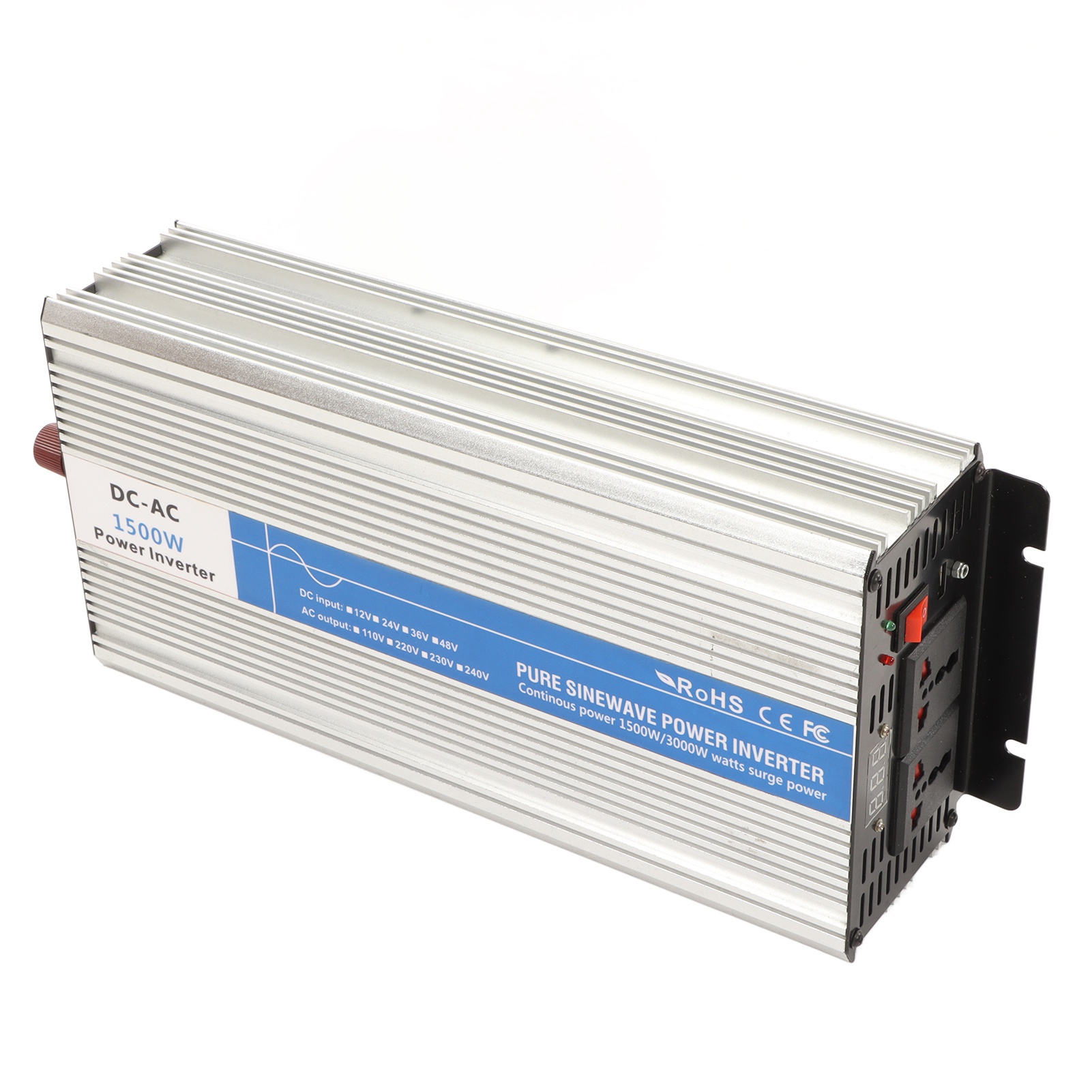 1500-w-sinus-wechselrichter Mit Zwei 5-v-wechselstromsteckdosen (2,1 A) Und Usb-anschluss. Hoher Wirkungsgrad. Dc/ac-wechselrichter Mit 12-v-eingang.