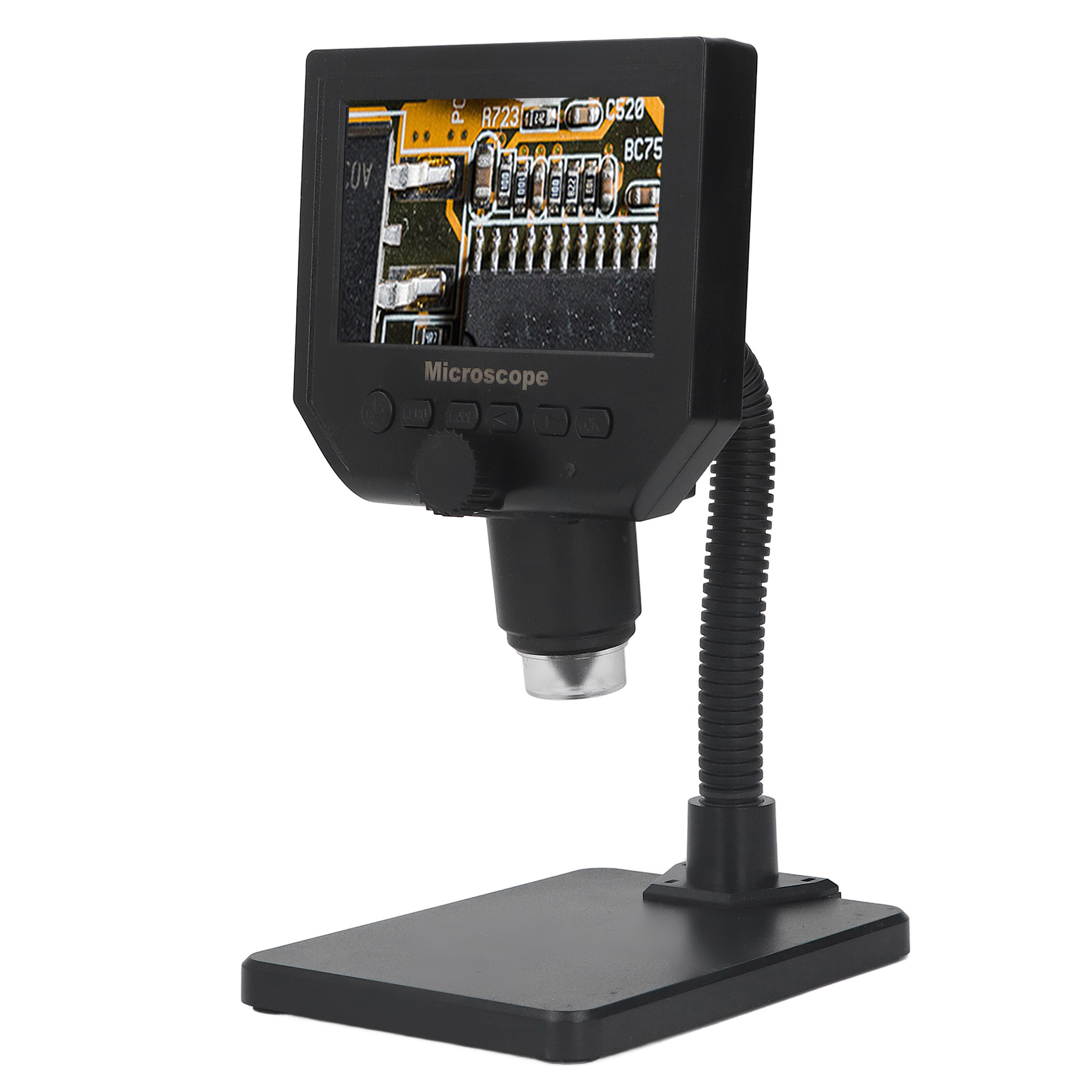Digitales Usb-mikroskop Electron Mit 4,3-zoll-hd-display, 600-facher Vergrößerung, 3,6 Mp Und Led-beleuchtung Zum Löten Von Leiterplatten