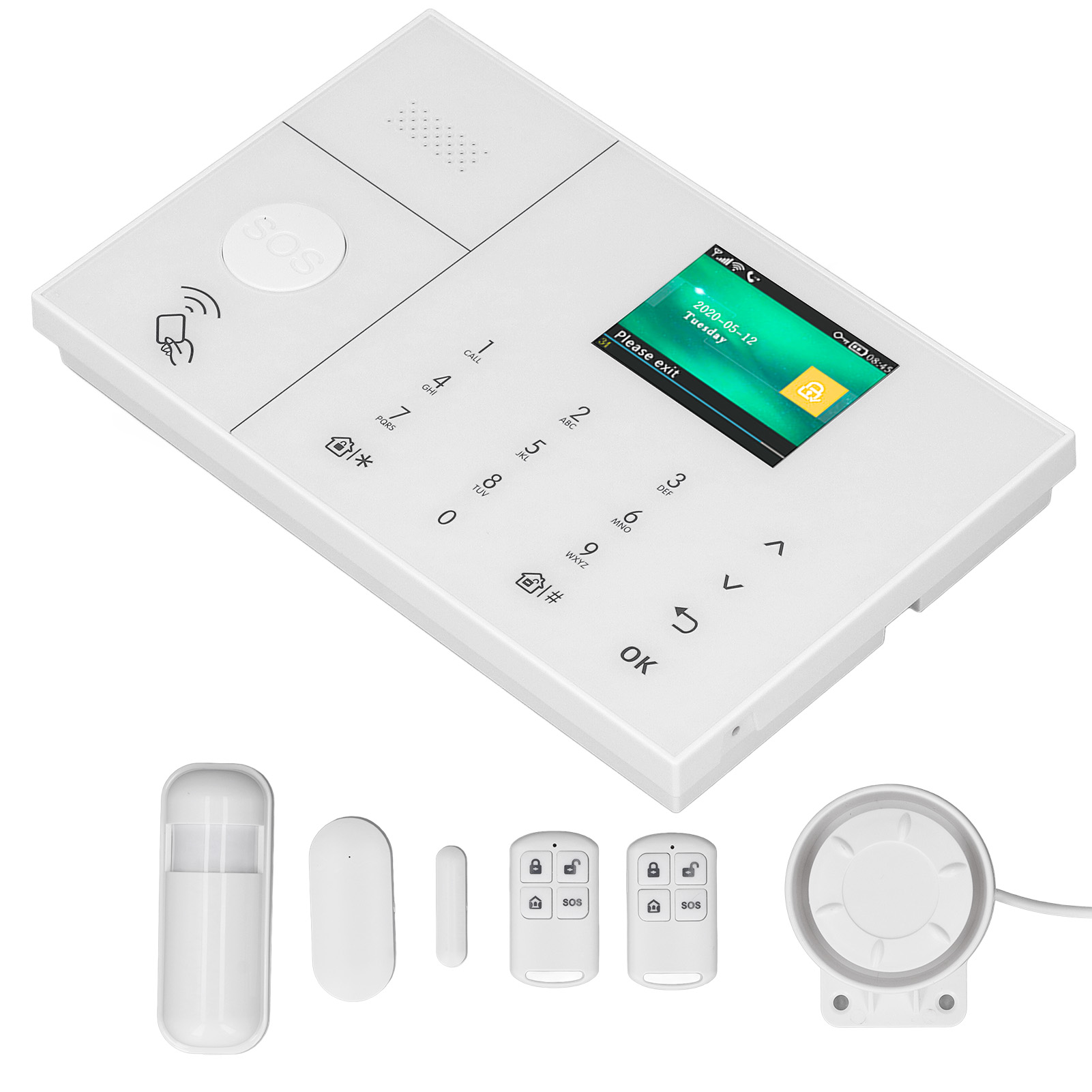 Gsm-wlan-sicherheitssystem Mit Alarmanlage, 2,4-zoll-tft-farbdisplay, Fernbedienung, Smart-home-steuerung Und Diebstahlsicherung Für Tuya