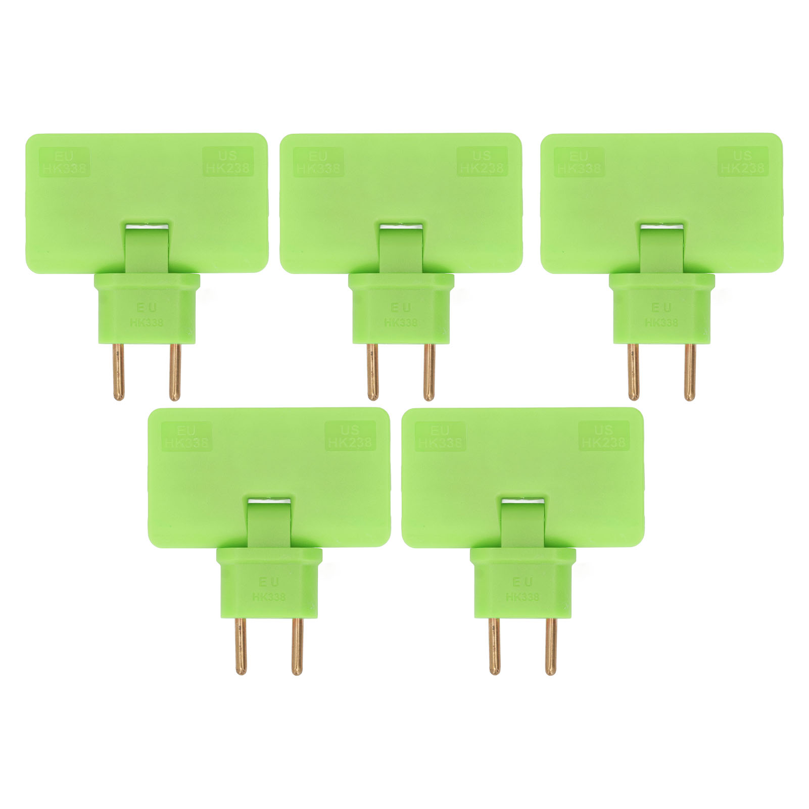 5er-pack Eu-steckdosenadapter, Kabellos, 180°-verlängerung, 1 Auf 3 Eu-stecker, 110–250 V, Grün
