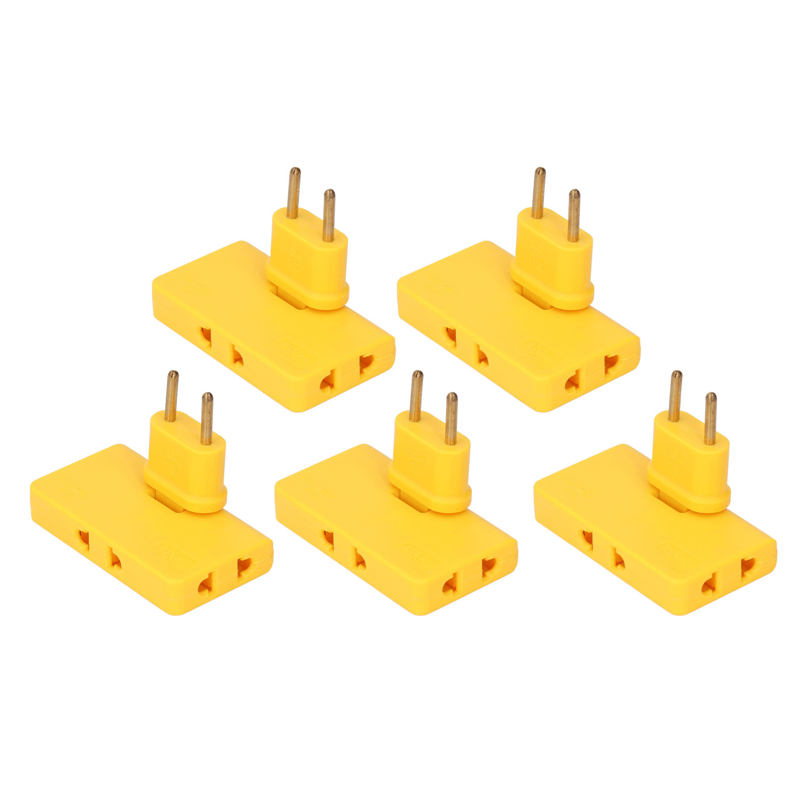 5er-pack Eu-steckdosenadapter, Kabellos, 180°-verlängerung, 1 Auf 3 Eu-stecker, 110–250 V, Gelb