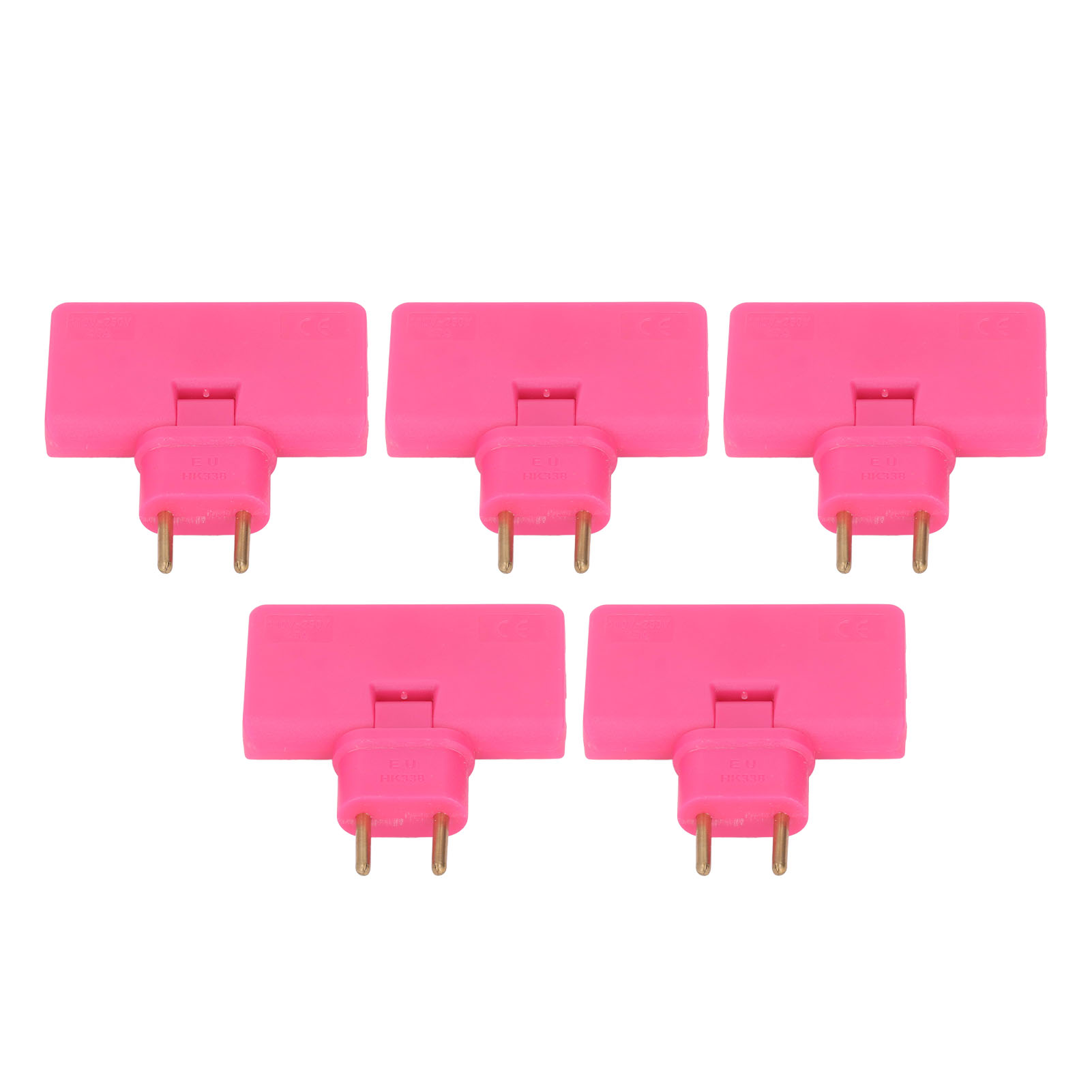 5er-pack Eu-steckdosenadapter, Kabellos, 180°-verlängerung, 1 Auf 3 Eu-stecker, 110–250 V, Rosarot